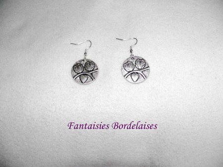 Boucles d'oreilles double chouettes et coeur